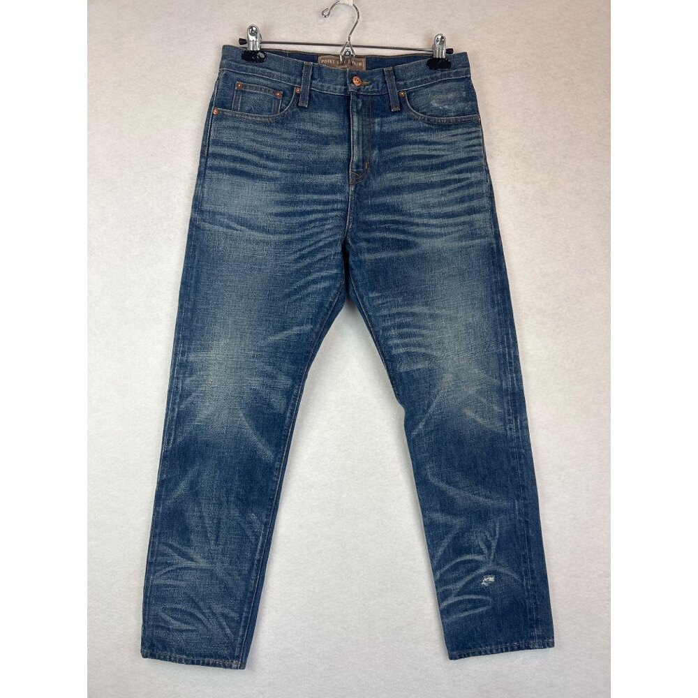 Point Sur Denim High-Rise Straight-Leg Jeans Womens 27 Blue 100% Cotton Made In